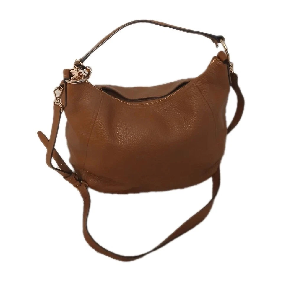 Michael Kors Brown Pebbled Leather Shoulder Crossbody Bag Gold Hardware Hobo Bag - Image 2 of 4