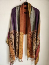 Paisley Shawl Scarf Boho Bohemian Gypsy Earth Tones Fringes Pashmina Wrap