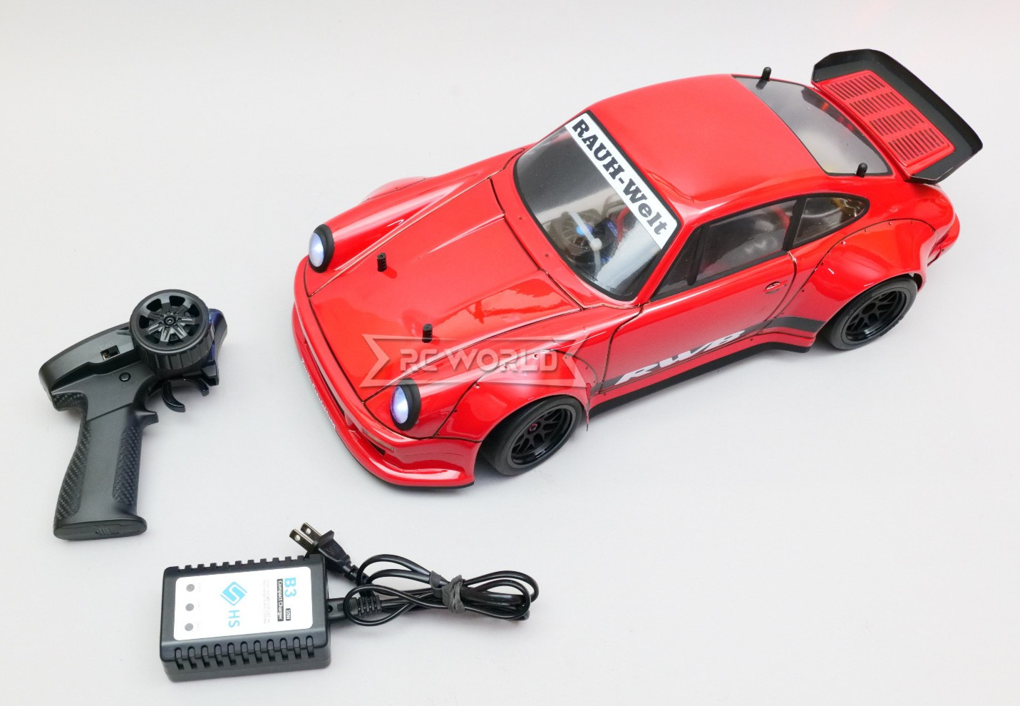 RC 1/10 PORSCHE 930 TURBO RWB Brushless AWD Street Car w/ LED 40MPH -RTR- *RED*