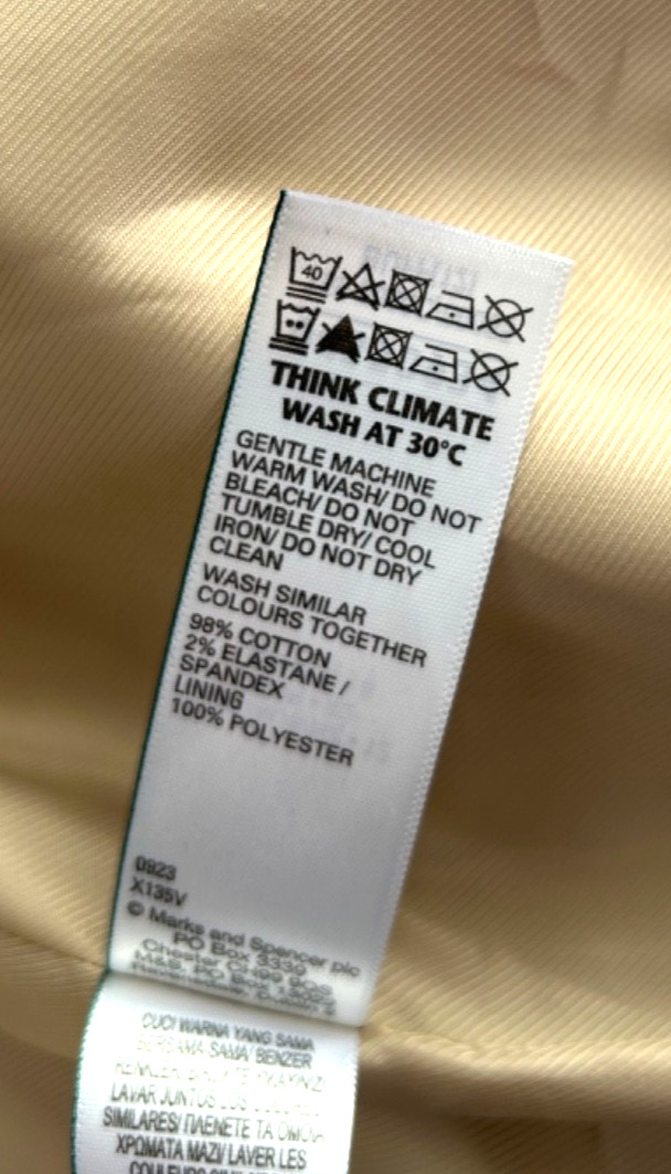 M & S Short Mac Women's Beige Lined Jacket Trench Coat Epaulets Size 12