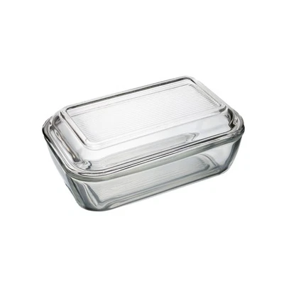 Luminarc Butter Dish With Lid Tempered Glass Clear Serving Storage Container