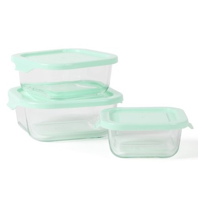 Hadsell 6 Piece 27 oz, 17.6 oz, 10.8 oz Borosilicate Glass Square Storage Con...
