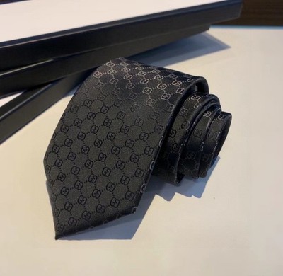 Black Gucci GG Pattern 100% Silk Tie