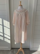 50s Barbizon Robe House Coat Soft Peach Lace Cottage Housewife READ FLAWED