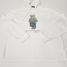 Polo Ralph Lauren Polo Bear Men's White Graphic Pullover Hoodie Size M