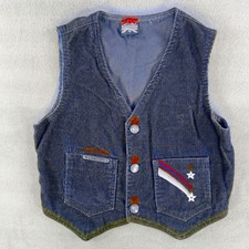 Vintage Brittania Kids Corduroy Western Vest Shooting Star Rainbow Size 7