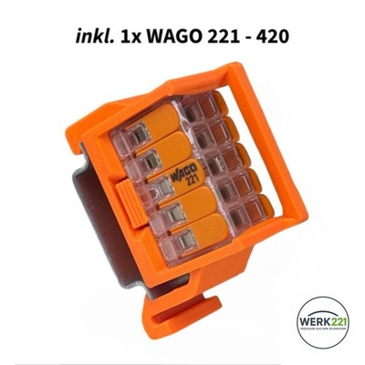 DIN Hutschienenhalter Halterung passend für WAGO 221-420 inkl. 1x WAGO 221-420