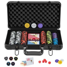 14 Gram Texas Holdem Poker Chip Set 300 Pieces Claytec Chips w/ Aluminum Case