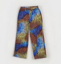 Women s wide Leg Pants Size M Colorful Boho Hippie Pull On Printed Lightweight