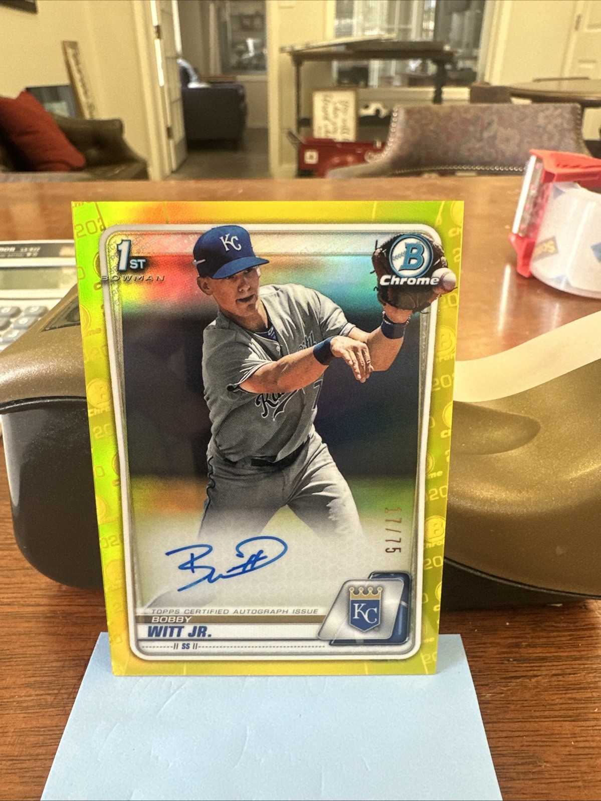 2020 Bowman Chrome Bobby Witt Jr Yellow Refractor Auto /75 🔥 Beauty
