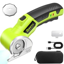 Cordless Electric Scissors: 4V Rechargeable Rotary Cardboard Cutter, 3000mAh Bat