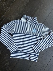 NWOT Pebble Beach Toddler 1/4  Zip by Garb Navy White Striped 3T