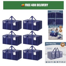 Large Moving Bags 6 Pack Heavy Duty Zipper Storage 65 lb Dark Blue