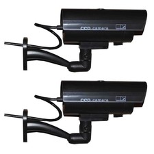 New Plastic 2x Dummy Security Camera Fake Flashing Home Surveillance