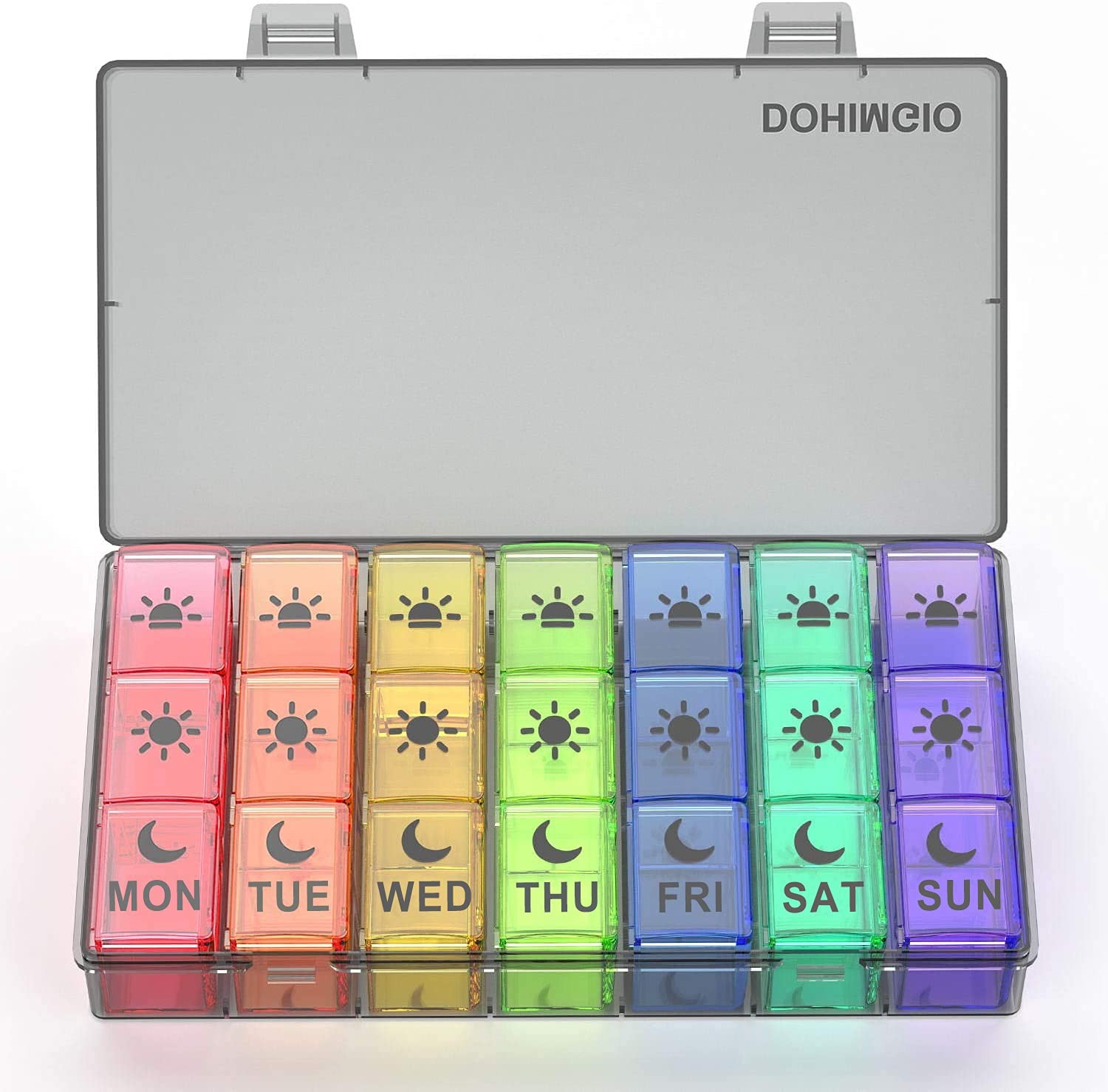 7 Day Pill Box Organiser 3 Times a Day, Large 7 Count (Pack of 1), 21black