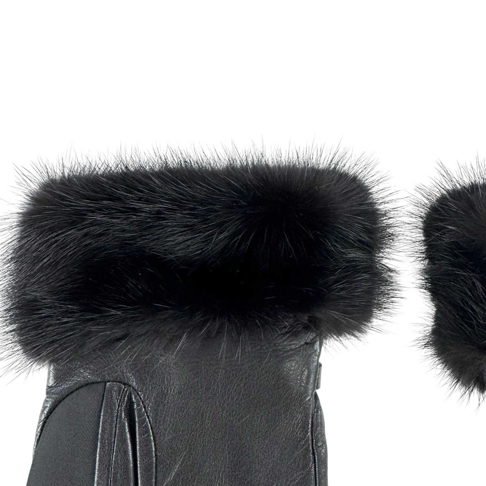 Prada Black Nylon & Mink Fur Gloves thumbnail 6