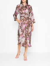 New 'S MAX MARA Women Flower Silk MIDI DRESSES 100% Silk