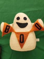 L 12" Halloween Felt Ghost Boo Banner Weighted Shelf Sitter Farmhouse Rustic