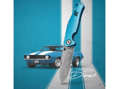 Böker Manufaktur Solingen 1969 Z28-Damast Einhandmesser, blau - Bild 1 von 4