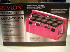 Revlon Perfect Heat Curls to Go Travel Hot Rollers with Storage Pouch, Clips New