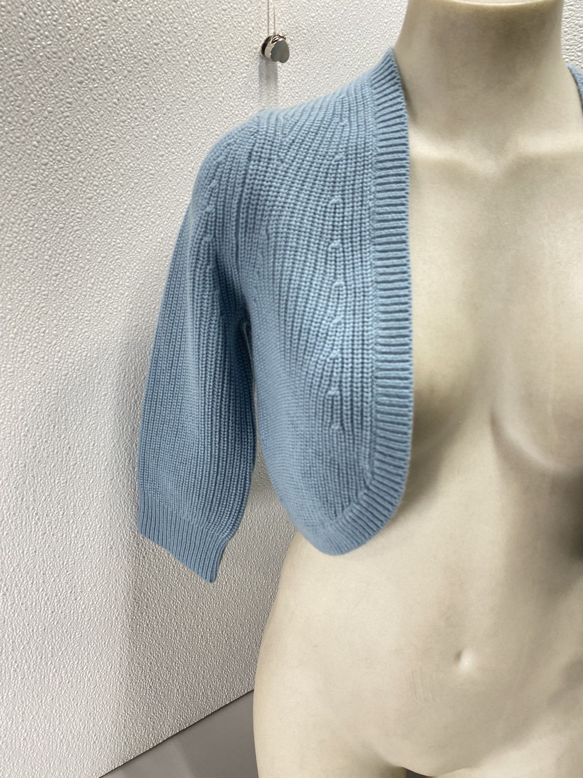 Michael Kors Womens Cropped Shaker Knit Cashmere Cardigan Size S Seaglass thumbnail 3