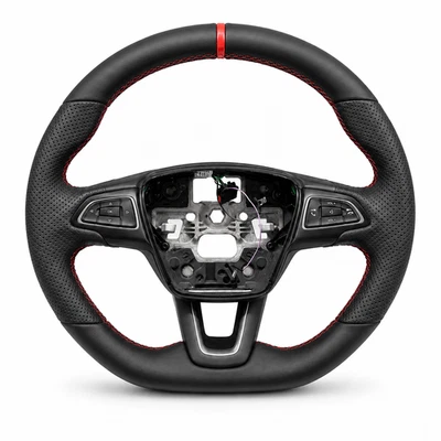 Lenkrad FLACH UNTEN für Ford Focus III MK3 RS ST Kuga MK2 NEU LEDER - Bild 1 von 4