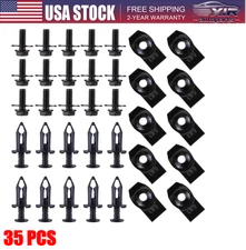 35 PCS Engine Under Cover Splash Shield Guard Black Body Bolts & U-Nut Clips- M6
