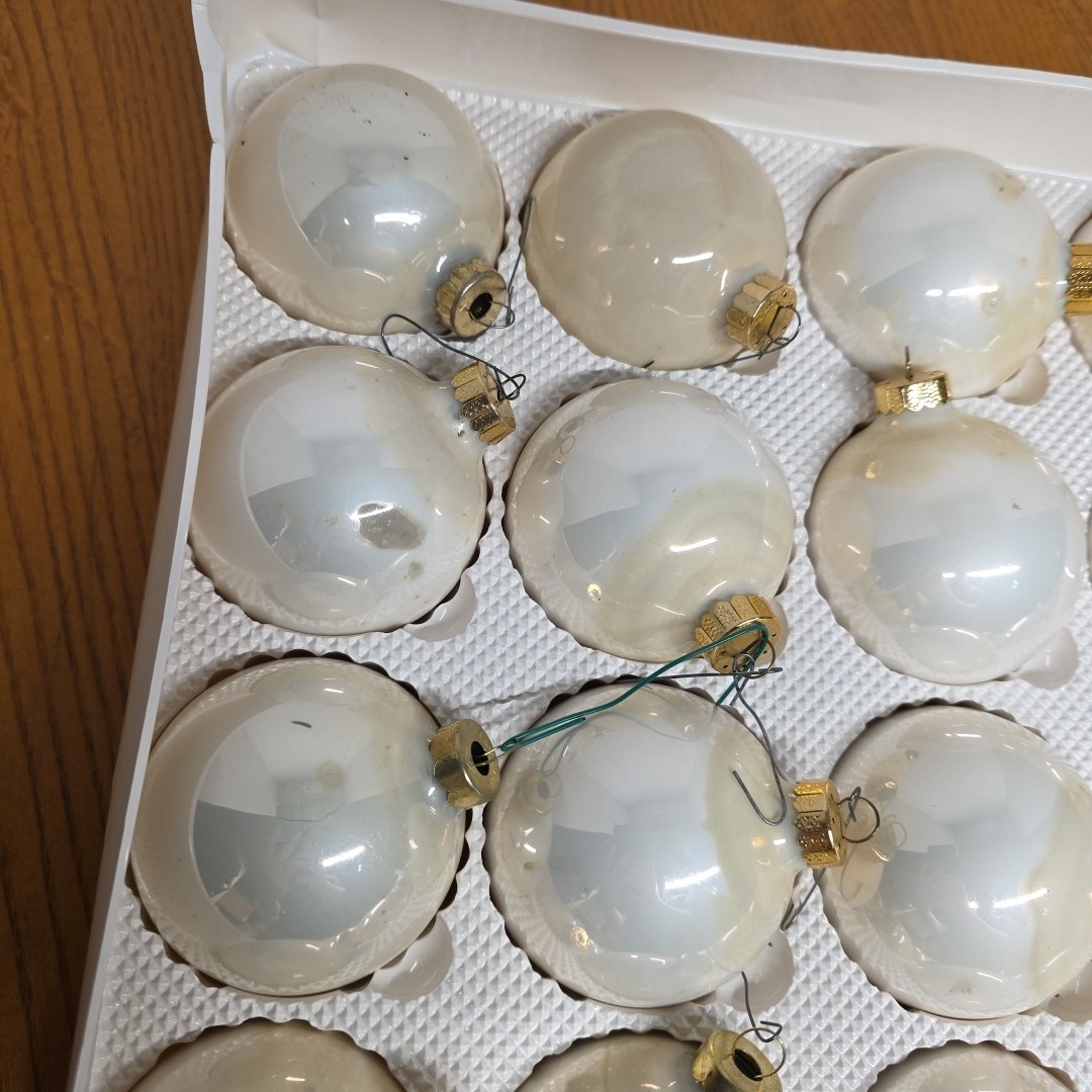 Visions By Holly 20 White Marble Glass Ornaments 2 5/8 Inch Diameter Kmart