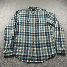 Roark Revival Shirt Men's M Blue Plaid Button Down Cotton