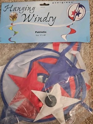 Vintage EVERGREEN Patriotic Wind Sock Spinner #49119 New Rare