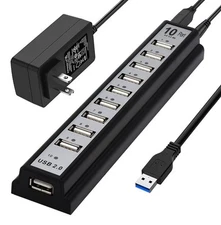 USB Hub 10-Ports USB Hub Extender Network Splitter Adapter Fast Charging/Data T