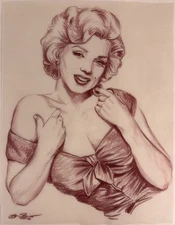 Steve Baier Original Sketch Marilyn Monroe 8.5x11 Drawing Pin Up Bombshell