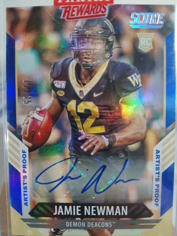2021 Score - Rookies Jamie Newman #307 Artist's Proof Signatures /35 (AU, RC)