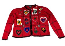 Designers Originals Studio Joy Christmas Sweater Large Petite Cardigan Vintage