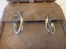 David Yurman crossover hoop earrings 26.5 mm, Sterling Silver with 18K Yellow