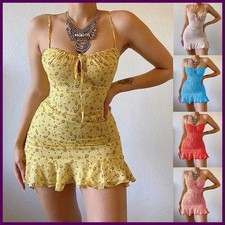 Vestido camisero corto de tirantes con estampado floreale, sexy e informale para mu