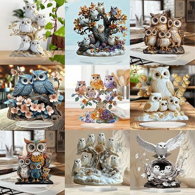 1Pc 2D Flat Anime Themed Owl Statue Festive Desktop Decor Holiday Gift
