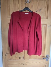 Womens Plain Red Thin Cardigan Size 14
