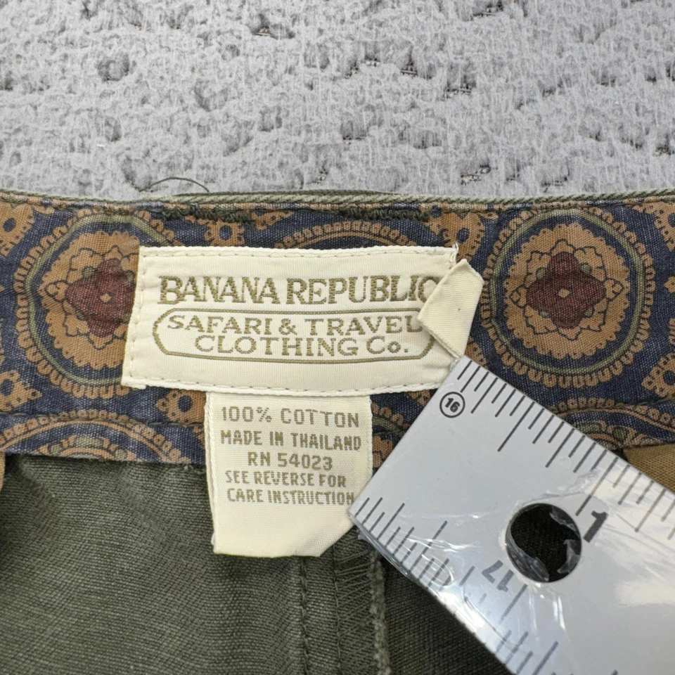 Pantalones De Colección Banana Republic Hombres 33x28 Verde Plisado Chino Safari Etiqueta 36x32 Años 90 Foto 3 de 4