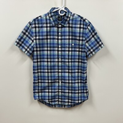 armani exchange short sleeve dress shirt Armani Exchange Short Sleeve shirt Black - Male