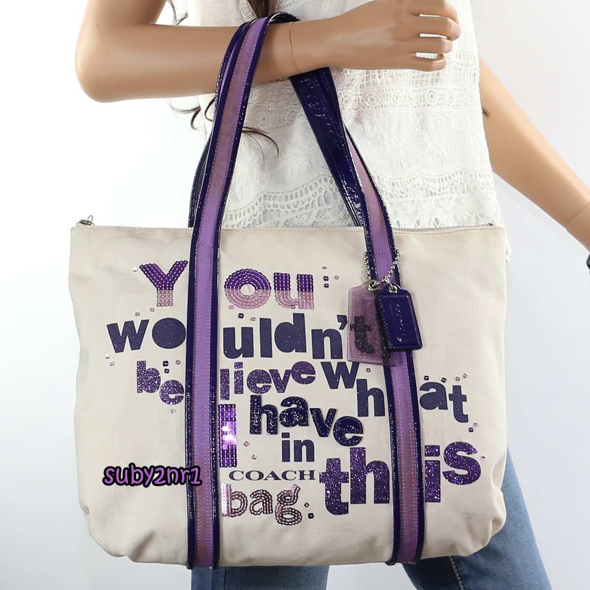 NEW Coach Poppy You Wouldn't Believe Signature Glam Shoulder Tote