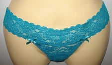 NEW  - SIZE LARGE -  AQUA STRETCH LACE  THONG  PANTY