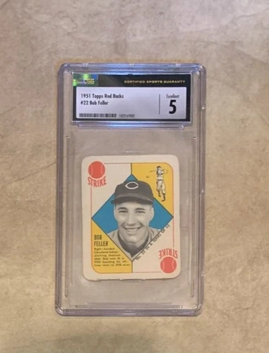 1951 Topps Bob Feller Red Back #22 Cleveland Indians Graded CSG 5