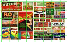 NH190 DAVE'S DECALS N SCALE 40'S 50'S GAS OIL SIGN CRATE FRUIT ADVERTISING SIGNS