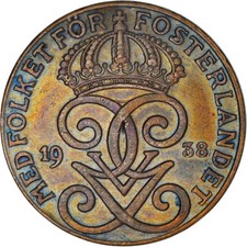 #952076 M&uuml;nze, Schweden, 2 &Ouml;re, 1938, SS, Bronze, KM:778
