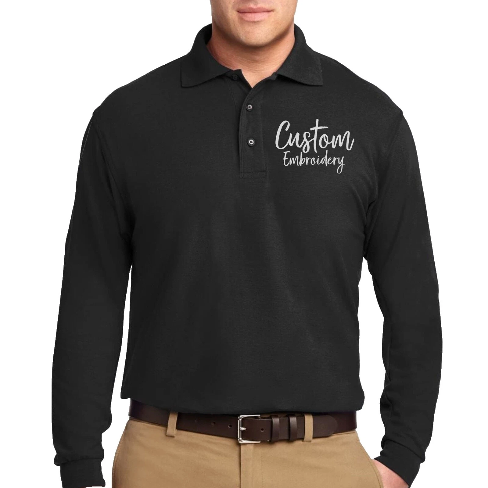 Long Sleeve Regular Size Polos for Men