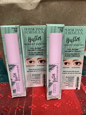 2- Physicians Formula Butter Blowout Mascara Black, Keratin-Infused Blend .25oz