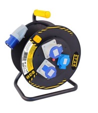 PROLUNGA INDUSTRIALE 16A 2P+T CON AVVOLGICAVO 25 MT H07RN-F 3G2.5 mm² SCHUKO