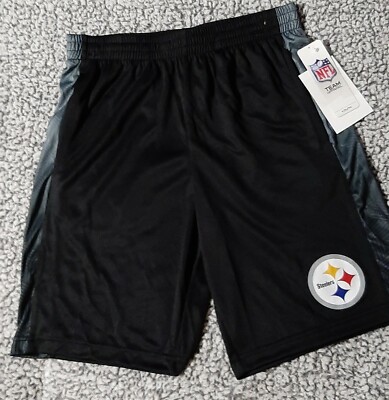 NWT Team Apparel PITTSBURGH STEELERS Black & Gray SHORTS EXTRA LARGE 14-16