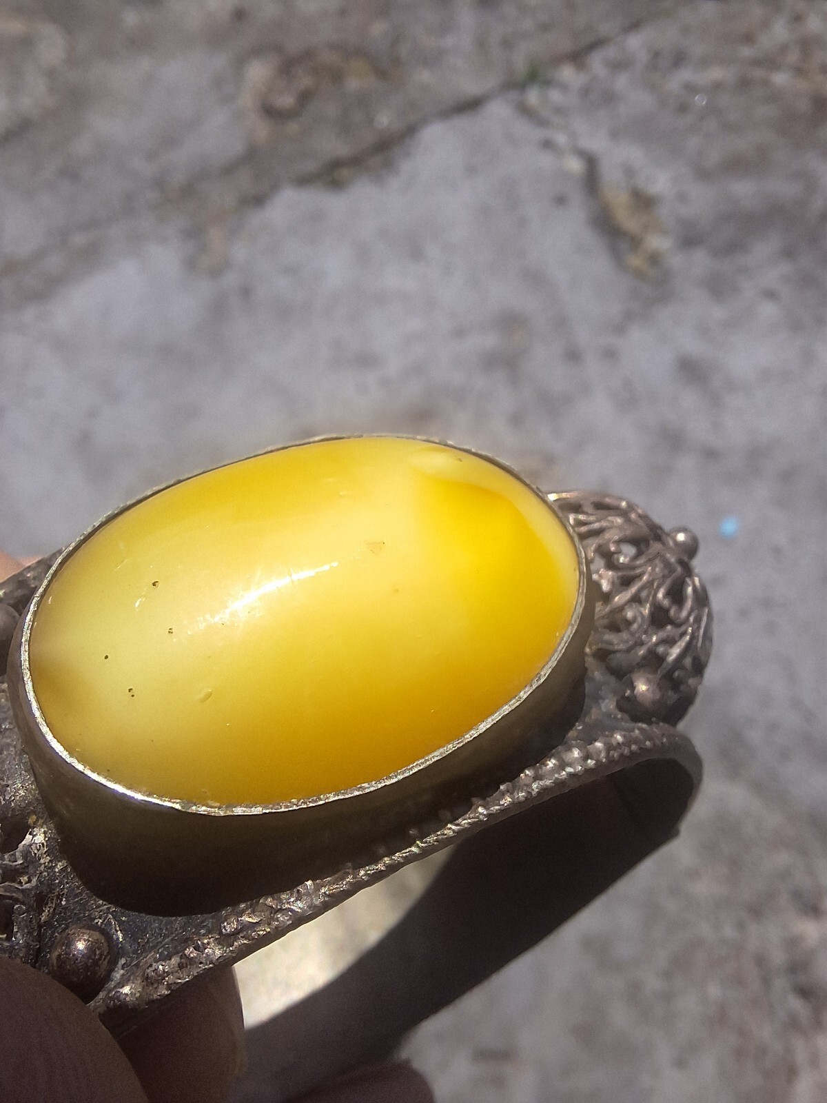 Vintage Middle Eastern Bangle. 2 Large Butterscot… - image 8